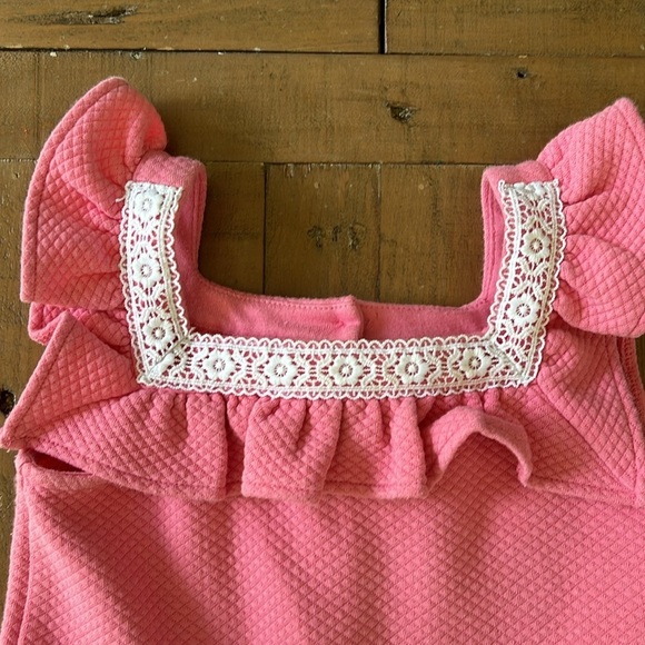 Janie and jack pink quilted short romper lace ruffles girls 4 - Picture 3 of 7
